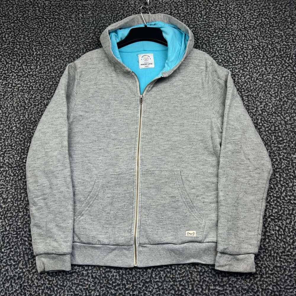 Marine Layer Hoodie Men Medium Gray Full Zip Long Sleeve Supima Cotton M